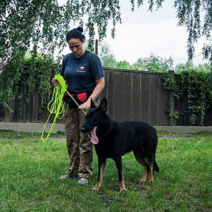 Rope Pro Training Dog Collar Braided No Pull Quick Release Round Lead Collars for Dogs Small Medium Large Puppy (30 FT Leash, Neon Green) - color: Neon Green