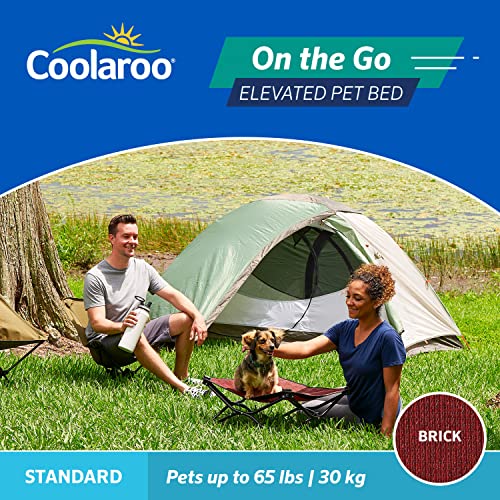 Coolaroo On-The-Go Elevated Dog Bed - Foldable Pop-Up Travel Dog Bed with Breathable, Moisture-Resistant Fabric, Carry Bag Included, Lightweight & Portable, Brick, Standard - color: Brick, style: Standard