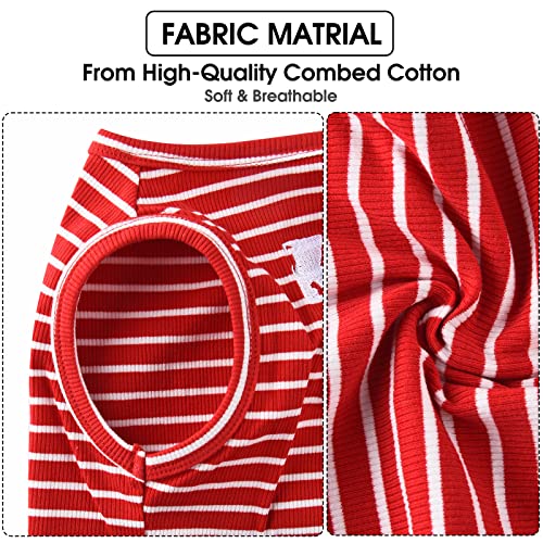 Dog Shirt Vest Lightweight Stretchy Dog T-Shirts Soft Cool Sleeveless Stripe Vests Breathable Clothes for Puppy Kitty Cats Small Medium Large Dogs 2 Pack Red + Blue [S/Small] - color: Red + Blue, size: S-(2~7lb) | Chest(~13")