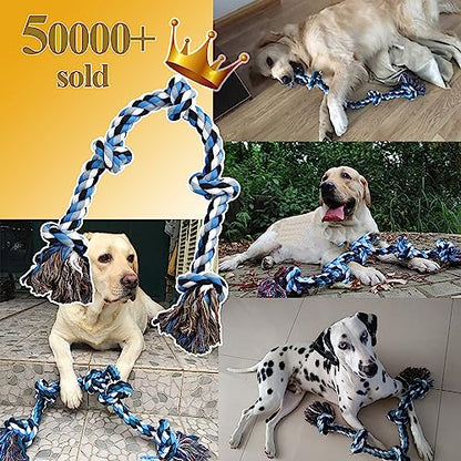 LECHONG Dog Toys for Aggressive Chewers Tough Rope Chew Toys for Large and Medium Dog 3 Feet 5 Knots Indestructible Cotton Rope for Large Breed Dog Tug of War Dog Toy Teeth Cleaning - size: 1pack