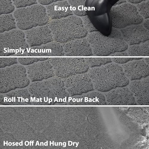 WePet Cat Litter Box Mat, Kitty Premium PVC Pad, Durable Trapping Rug, Phthalate Free, Urine-Resistant, Scatter Control, XXL 47 x 36 Inch, Grey - color: #03 Grey, style: Medallion/47 x 36 Inch
