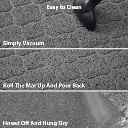 WePet Cat Litter Box Mat, Kitty Premium PVC Pad, Durable Trapping Rug, Phthalate Free, Urine-Resistant, Scatter Control, XXL 47 x 36 Inch, Grey - color: #03 Grey, style: Medallion/47 x 36 Inch
