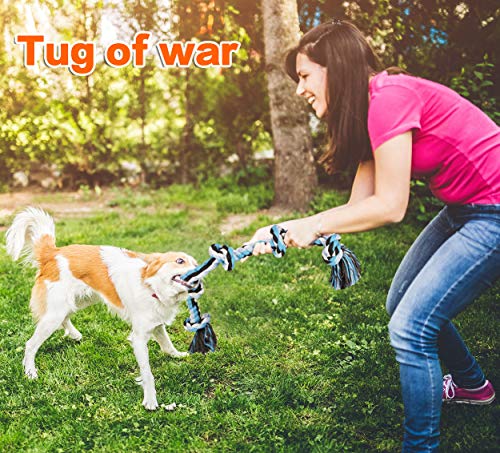 Bmag Dog Rope Toys for Aggressive Chewers, Interactive Heavy Duty Dog Toys for Medium Large Dogs, Tough Twisted Rope Toy with 5 Knots (Blud) - color: Blue