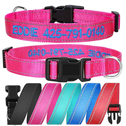 Personalized Dog Collar,Custom Embroidered Dog Collar with Name for XS Small Medium Large XL Large Dogs,Nylon Dog Collar in Purple,Blue,Red,Rose,Cyan for Bog and Girl Dogs - color: B