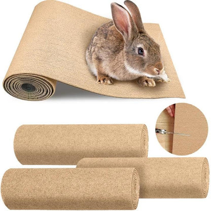 Pacify Rabbit Scratching Pad 12 Inch X 9.84 ft Self Adhesive Bunny Scratch Mats, Cuttable Rabbit Nail Scratch Pad Bedding Rug for Small Animal Biting and Cage Flooring
