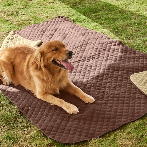 NICETOWN Waterproof Reversible Dog Bed Cover Pet Blanket Sofa, Couch Cover Mattress Furniture Car Stains Fur Protector for Dog, Pet, Cat(52" Wide x 82" Long, Chocolate/Sand, Pack of 1 - color: Chocolate/Sand, size: 82"L x 52"W x 0.15"Th