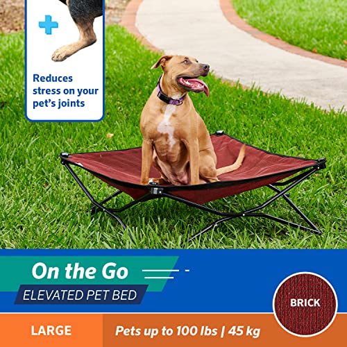Coolaroo On-The-Go Elevated Dog Bed - Foldable Pop-Up Travel Dog Bed with Breathable, Moisture-Resistant Fabric, Carry Bag Included, Lightweight & Portable, Brick, Large - color: Brick, style: Large