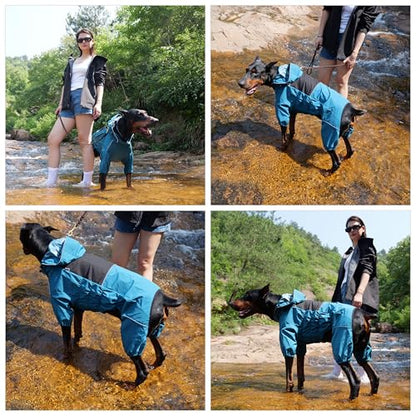 LOVELONGLONG Waterproof Dog Raincoat with Removable Hood – Outdoor Full Body Dog Jacket, Windproof Snowproof Shell Suit – All Season Pet Rain Gear Ocean Teal XXS - color: Ocean Teal, size: XXS (Back 9")