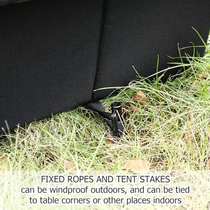 Soaoo 3 Pcs Cat Houses for Outdoor Stray Cats Shelter Weatherproof Outside House Indoor Foldable Pet Cave with Tent Stakes for Wild Animal Dogs(Pure Black Style) - style: Pure Black Style