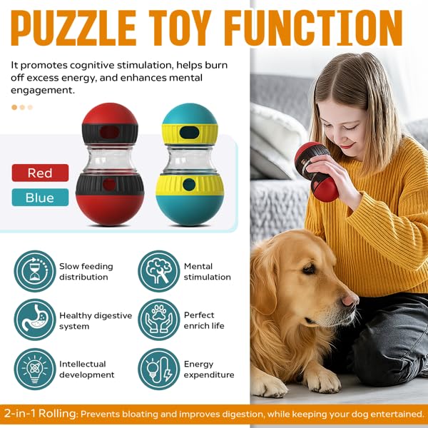 Interactive Dog Treat Ball – Adjustable Treat Dispensing Puzzle Toy, Slow Feeder & Mental Stimulation Toy for Small, Medium & Large Dogs