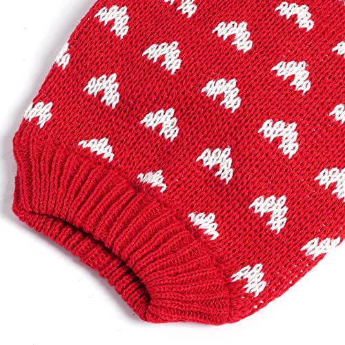 Dxhycc Dog Knitted Heart Sweater Puppy Sweater Warm Soft Pet Holiday Clothes for Medium Cats and Dogs (Red, L) - color: Red, size: Large