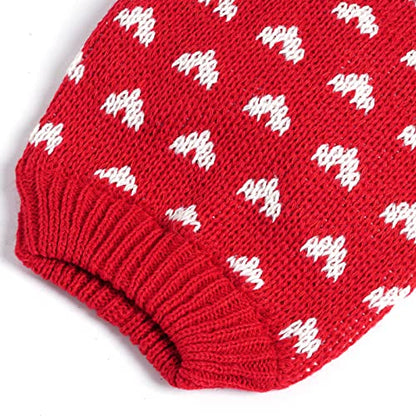 Dxhycc Dog Knitted Heart Sweater Puppy Sweater Warm Soft Pet Holiday Clothes for Medium Cats and Dogs (Red, L) - color: Red, size: Large