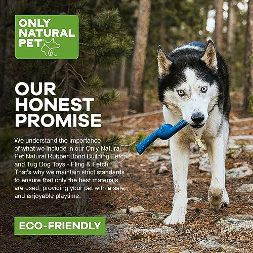 Only Natural Pet Rubber Bond Building Fetch Tug Dog Toy - Stick Floating Small Puppy Teach Durable Throw Launcher Flying Frisbee Boomerang Tough Aggressive Puller Chewers - Fling & Fetch/Dark Blue - color: Dark Blue