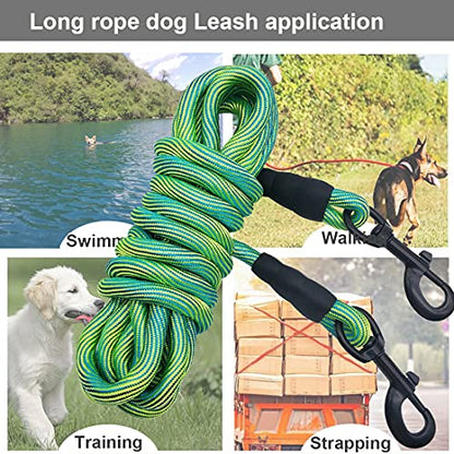 8ft 12ft 20ft 30ft 50ft 75ft Dog Tie-Out Long Tether Rope Leash, Outdoor Yard Leash- Large Medium Small Dogs Training, Playing, Camping, Backyard (Green, 12 Foot) - color: Green, size: 12 Foot