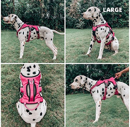 Tuff Pupper Escape Proof No Escape Dog Harness | 5 Point Adjustable Fit Harness for Dogs | Padded Dog Harnesses | Handle Dog Lift Harnesses - color: Hot Pink, size: Large