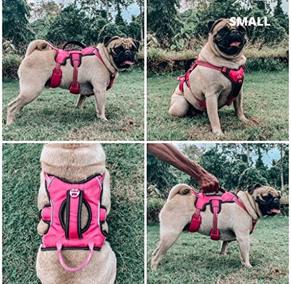 Tuff Pupper Escape Proof No Escape Dog Harness | 5 Point Adjustable Fit Harness for Dogs | Padded Dog Harnesses | Handle Dog Lift Harnesses - color: Hot Pink, size: Small