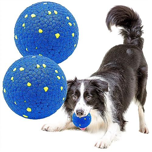 Dog Balls Toys for Aggressive Chewers, Indestructible Durable Bouncy Floating Balls for Dogs to Fetch, Durable Solid Rubber Ball for Training Dog(2 Pack) - color: Toy Ball-Navy(Pack of 2), size: Medium