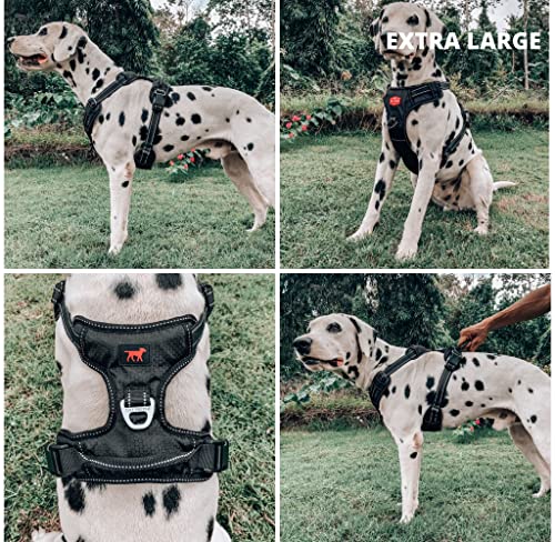 Tuff Pupper No Pull Easy Walk Dog Harness | Heavy Duty Pet Vest | Front & Back Leash Clips | Strong Safety Handle | Reflective Anti Pull Vest | Comfortable Padded Escape Proof Harness (X-Large, Black) - color: Epic Black, size: X-Large (Neck: 20-30" , Che