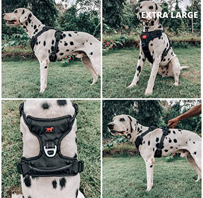 Tuff Pupper No Pull Easy Walk Dog Harness | Heavy Duty Pet Vest | Front & Back Leash Clips | Strong Safety Handle | Reflective Anti Pull Vest | Comfortable Padded Escape Proof Harness (X-Large, Black) - color: Epic Black, size: X-Large (Neck: 20-30" , Che