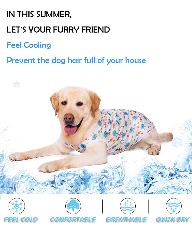 HDKUW Pet Clothes,Dog Summer T-Shirt Cool Breathable Sunscreen Dog Vest Clothes Outfit Costume for Medium Large Dogs White Whale 4XL - color: White Whale, size: 4XL