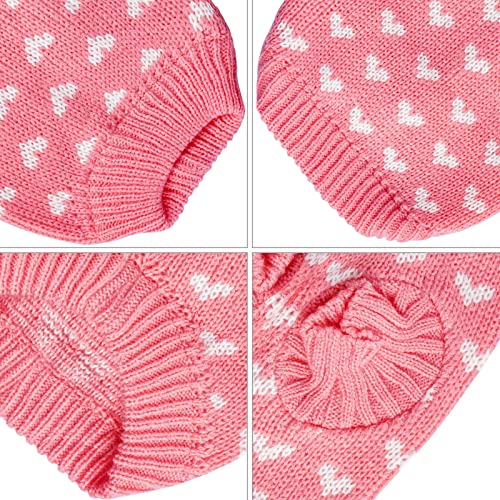 Dxhycc Dog Knitted Sweater Heart Puppy Sweater Warm Soft Pet Holiday Clothes for Small Cats and Dogs (Pink, S) - color: Pink, size: Small