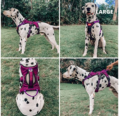 Tuff Pupper Escape Proof No Escape Dog Harness | 5 Point Adjustable Fit Harness for Dogs | Padded Dog Harnesses | Handle Dog Lift Harnesses - color: Purple, size: Large