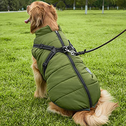 Dog Jackets for Winter Windproof Waterproof 2 in 1 Outfit Cold Weather Coat Dog Vest Harness Puppy Winter Warm Jacket Small Green S - color: ArmyGreen, size: Small