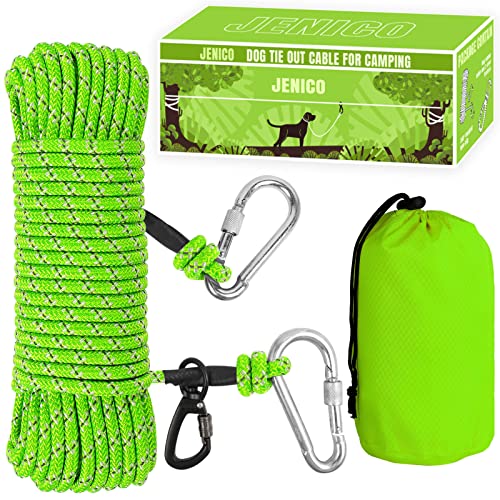 Dog Tie Out Cable for Camping - 50ft/70ft/100ft Portable Reflective Overhead Trolley System for Dogs up to 300lbs - Dog Lead for Yard Camping | Parks | Outdoor Events Green - color: Green, size: 70FT