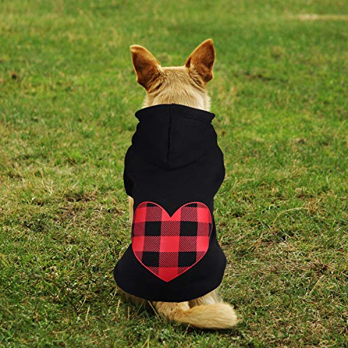 Dog Hoodie Sweater Sweater for Dogs Pet Clothes Black Buffalo Plaid Warm and Soft Breathable Cozy(XXL) - color: Heart, size: XX-Large