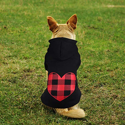 Dog Hoodie Sweater Sweater for Dogs Pet Clothes Black Buffalo Plaid Warm and Soft Breathable Cozy(XXL) - color: Heart, size: XX-Large