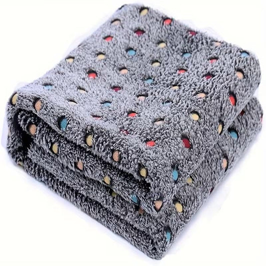1pcs Cozy Coral Fleece Pet Blanket, Soft Warm, Machine-Washable, Suitable for Dogs & Cats, Grey, 16 * 23Inch - color: Grey With Color Polka Dot Print, size: 16*23Inch