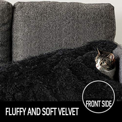 LOCHAS Luxury Fluffy Dog Blanket, Extra Soft and Warm Sherpa Fleece Pet Blankets for Dogs Cats, Plush Furry Faux Fur Puppy Throw Cover, 30''x40'' Black - color: Black, size: Medium(30''x40'')