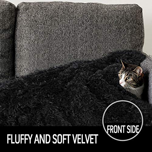 LOCHAS Luxury Fluffy Dog Blanket, Extra Soft and Warm Sherpa Fleece Pet Blankets for Dogs Cats, Plush Furry Faux Fur Puppy Throw Cover, 40''x60'' Black - color: Black, size: Large(40''x60'')