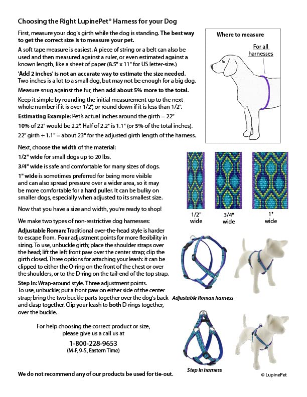 Lupine Extra Small Step in Dog Harness 1/2" Wide Petunias with 10-13" Girth - size: 1/2" wide; girth adjusts 10-13"