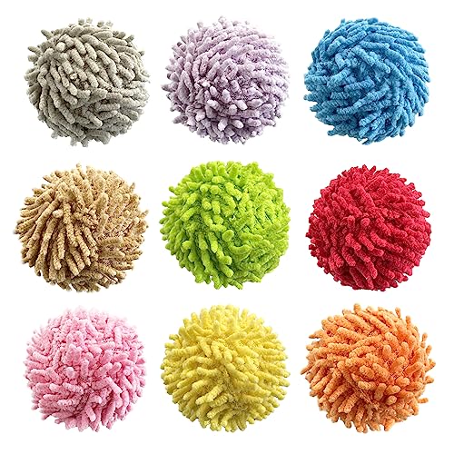 9Pcs Fuzzy Cat Ball Toys - Safe Pom Pom Balls for Indoor Cats, Kitten Chasing Toys with Bell (Multicolor) - color: 9Pcs