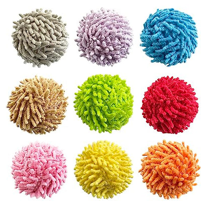 9Pcs Fuzzy Cat Ball Toys - Safe Pom Pom Balls for Indoor Cats, Kitten Chasing Toys with Bell (Multicolor) - color: 9Pcs