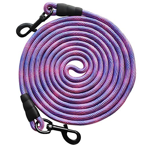 8ft 12ft 20ft 30ft 50ft 75ft Dog Tie Out Long Rope Leash, Outdoor Tether Leash for Yard, Large Medium Dogs Training, Playing, Camping, Backyard Dog Lead (Pink Blue, 8 Foot) - color: Pink Blue, size: 8 Foot
