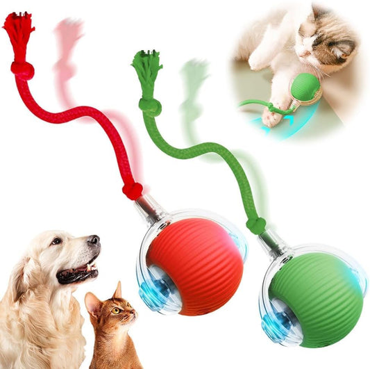 Interactive Cat Toy, 2025 New Cat Toy for Indoor Cats, Intelligent Rolling Ball Toys, Kitten Toys for Bored Indoor Cats/Dogs (red+Green,2pcs) - color: red+green,2pcs