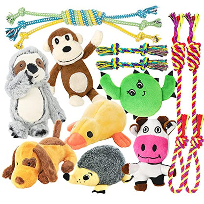 LEGEND SANDY Puppy Toys, Squeaky Dog Toys for Small Dogs, 12 Pack Puppy Chew Toys for Teething, Dog Rope Toy and Cute Stuffed Animals Value Bundle - color: 12 PACK PUPPY TOYS