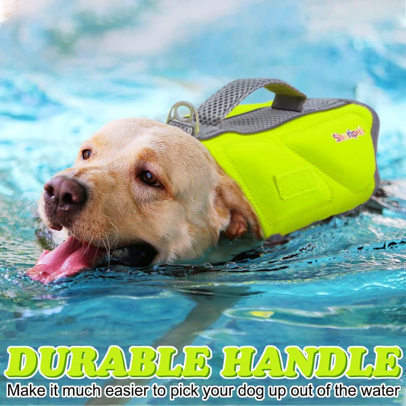 Dog Life Jacket - Small Dog Flotation Vest with Reflective Stripes and Rescue Handle - color: Green, size: Small