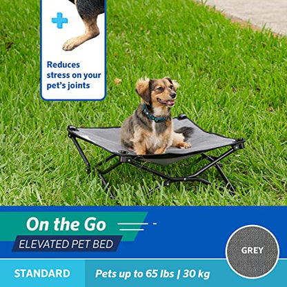 Coolaroo On-The-Go Elevated Dog Bed - Foldable Pop-Up Travel Dog Bed with Breathable, Moisture-Resistant Fabric, Carry Bag Included, Lightweight & Portable, Gray, Standard - color: Grey, style: Standard