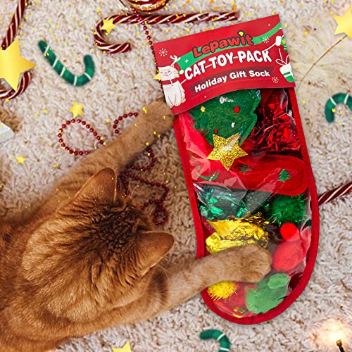 Cat Christmas Stocking, 10 Pack Gifts for Christmas, Interactive Feather Toy with Catnip, Cat Ball Toys, Crinkle Balls, Mice Toys for Indoor Cats & Kitten - style: G-Christmas-10pcs