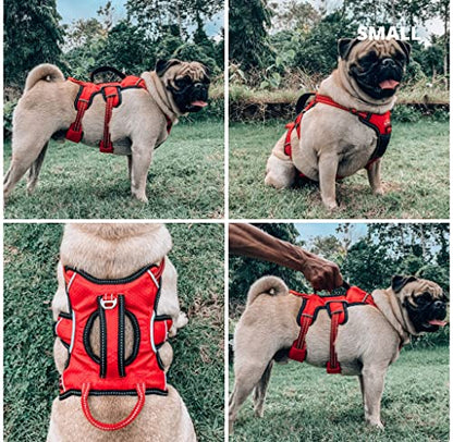 Tuff Pupper Tracker No Escape Dog Harness, Dual Attachment Points, Reflective 3M Stitching, XS - XL, March Red - color: March Red, size: Small