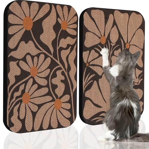 2 Pack Art Cat Scratcher, Wall-Mountable Cat Scratch Pad, Wall Cat Scratcher 16.7x11x1 Inch Cat Scratching Board for Indoor Cats Toy(Black & White 1) - color: Black and white 1