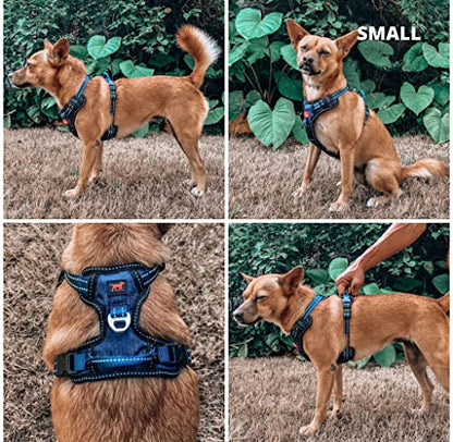 Tuff Pupper No Pull Easy Walk Dog Harness | Heavy Duty Pet Vest | Front & Back Leash Clips | Strong Safety Handle | Reflective Anti Pull Vest | Comfortable Padded Escape Proof Harness (Small, Blue) - color: Midnight Blue, size: Small (Neck: 10-17" , Chest
