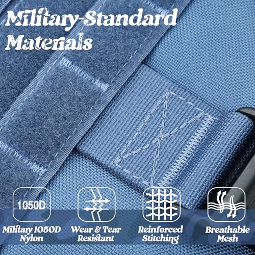 rabbitgoo Tactical Dog Harness Medium Sized, Heavy Duty Pet Harness with Handle, No-Pull Service Vest Medium Breed, Adjustable Military Dog Vest for Training Hunting Walking, Blue, M - color: Blue, size: Medium