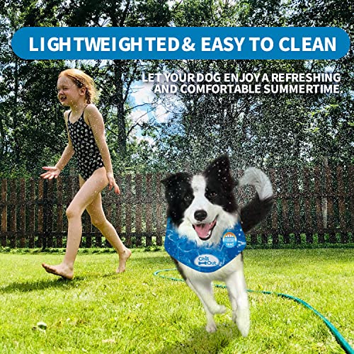 ALL FOR PAWS Dog Cooling Bandana, Cooling Bandanas for Large Dogs, Dog Cooling Neck Wrap, Cooling Scarf for Dogs, Blue Ice Dog Neck Cooler for Summer (L) - size: L