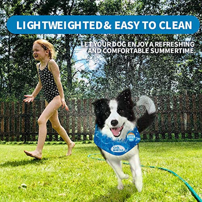 ALL FOR PAWS Dog Cooling Bandana, Cooling Bandanas for Large Dogs, Dog Cooling Neck Wrap, Cooling Scarf for Dogs, Blue Ice Dog Neck Cooler for Summer (L) - size: L