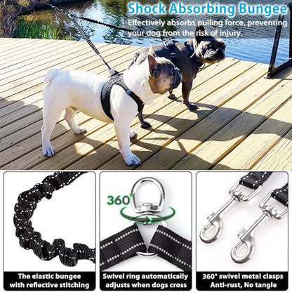 Double Retractable Dog Leash for Two Dogs Up to 110 lbs - 16 ft Coupler Leashes for Small Medium Dogs - One Locked System, Non Slip Grip, Tangle Free (Grey) - color: GREY