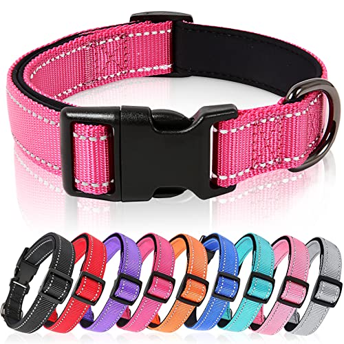 HEELE Dog Collar, Reflective Dog Collar, Soft Neoprene Padded Breathable Nylon Pet Collar Adjustable for Small Dogs Puppy, Rose, XS(7.87-11.81") - color: Rose, size: X-Small (7.87-11.81")
